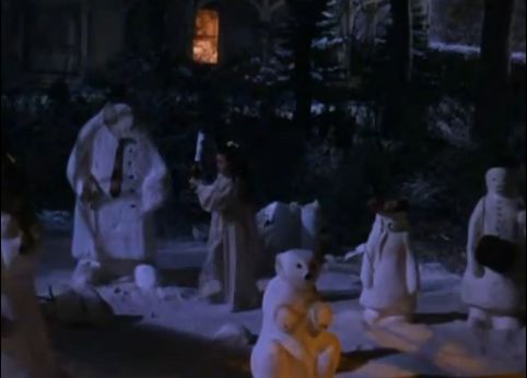 O'Brien attacking snowmen early Christmas morning (screencapped by me)