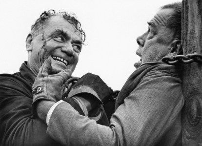 Borgnine could be rough, like in the "Emperor of  North Poll" (1973) as he strangles Lee Marvin. 