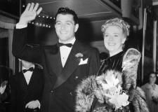 Tony Martin with ex-wife, Alice Faye in 1939 at the premiere of "Hollywood Cavalcade." 