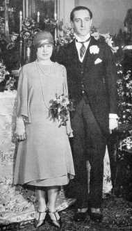 Basil Rathbone and his wife on their wedding day