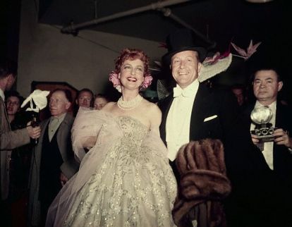 Gene Raymond and Jeannette MacDonald in 1955 at a circus themed benefit