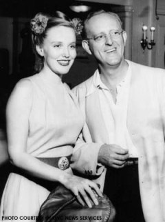 Bandleader Kay Kyser with his wife and girl singer, "Gorgeous" Georgia Carroll