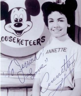 Annette was an original Mousketeer on the Mickey Mouse Club. She autographed a photo for me in 2008