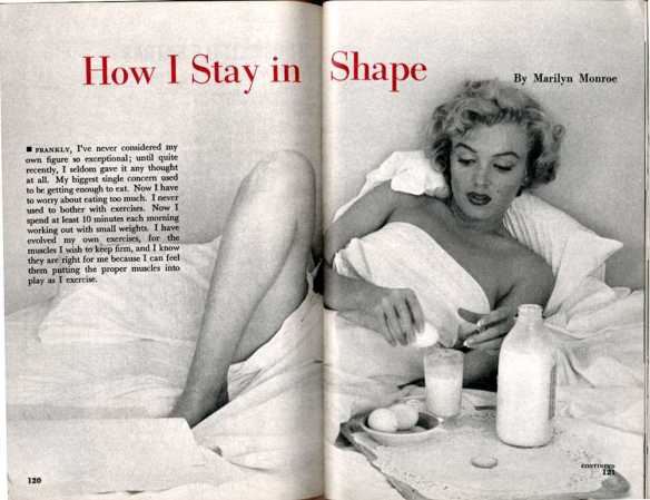 An article about Monroe's diet routine in Pageant magazine, Sept. 1952