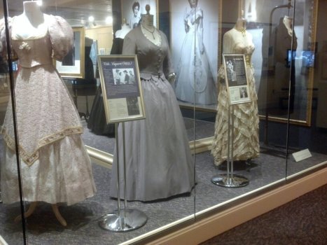 Left to right: Dresses from "Ride Vaquero" starring Robert Taylor and a dress from "My Forbidden Past" starring Robert Mitchum. (Comet Over Hollywood/Jessica P)