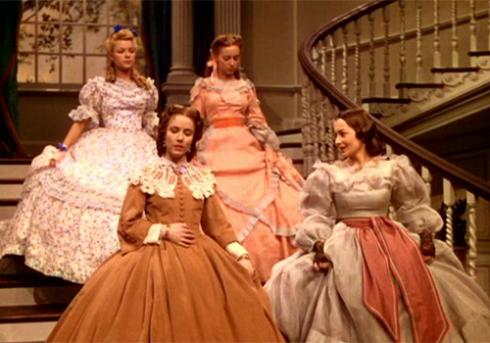 Rhett (bottom right) in a scene with Marjorie Reynolds, Evelyn Keyes and Olivia De Havilland.