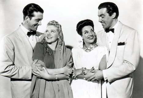 John Payne, Alice Faye, Carmen Miranda and Cesar Romero in "Week-End in Havana."