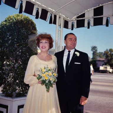 Ethel Merman and Ernest Borgnine on their wedding day in 1964.