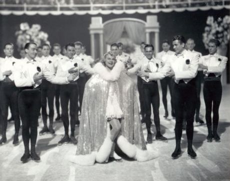 The film ends with a lavish ice skating performance with Sonja Henie and several skating men.