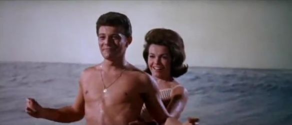 Frankie and Annette "surfing" in "Muscle Beach Party" (Comet Over Hollywood/Screen capped by Jessica P.)