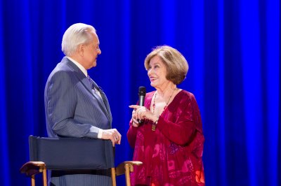 Diane Baker with Robert Osborne during the Ask Robert Event at The Montalban Theatre on Friday at the 2014 TCM Classic Film Festival In Hollywood, California. 4/11/14  PH: Mark Hill