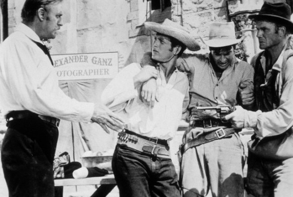 James Best (far right) with Paul Newman in "Left Handed Gun" (1958)