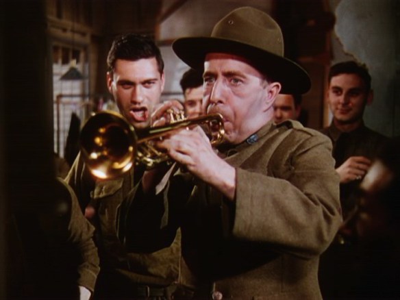 Character actor Charles Butterworth is the bugler in World War I in "This is the Army"