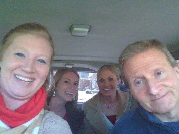 Dad in a selfie with his three daughters. Comet is back left. 