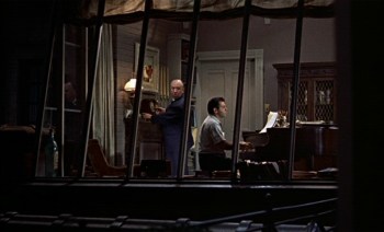 Ross Bagdasarian plays the "Songwriter," pictured here with Alfred Hitchcock in his signature cameo. 