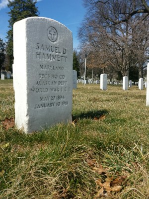 Author Dashiell Hammett's grave at Arlington National Cemetery in Washington, DC. (Comet Over Hollywood/Jessica Pickens)