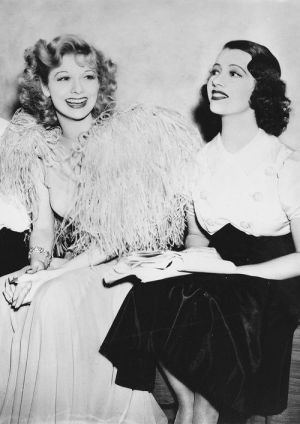 Behind the scenes photo of Lucille Ball and Lily Pons