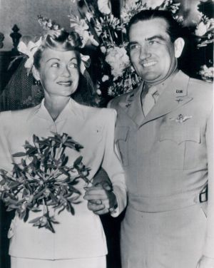 Constance Bennett and John Theron Coulter on their 1946 wedding day.