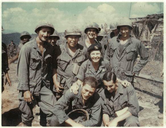 Martha Raye with soldiers in Vietnam.