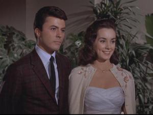 Moondoggie (Darren) tries to make Gidget jealous with Abby (Trickett)