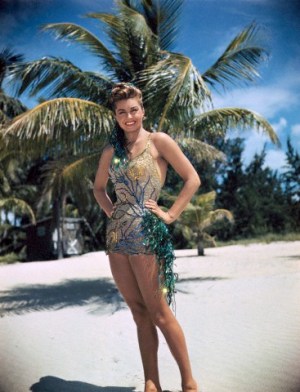 July 1947, Florida, USA --- Original caption: Esther Williams, movie actress, at Biscayne Key, south of Miami, Fla., while on location. --- Image by © Bettmann/CORBIS