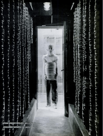 "Millions of Dollars of films" in a vault at Warner Brothers. LIFE magazine by Ralph Crane (Scanned by Comet Over Hollywood) 