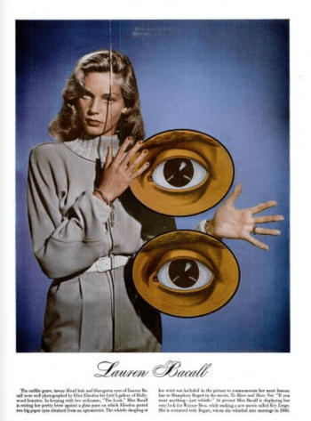 Actress Lauren Bacall in a LIFE photo by Eliot Elisofon. (Comet Over Hollywood scan)