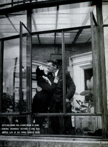 Picture of the week of Gen. Chennault and Anna Chan. Photo by Jack Birns. (Comet Over Hollywood LIFE magazine scan)