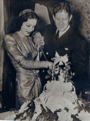 (Betty) Jane Greer and Rudy Vallee at their wedding. 