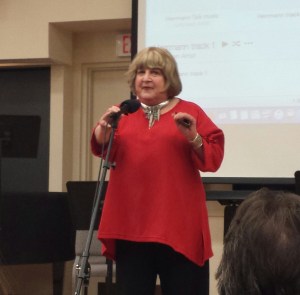 Herrmann's eldest daughter, Dorothy Herrmann sharing stories about her father, Bernard Herrmann (Photo: Jessica P, Comet Over Hollywood)