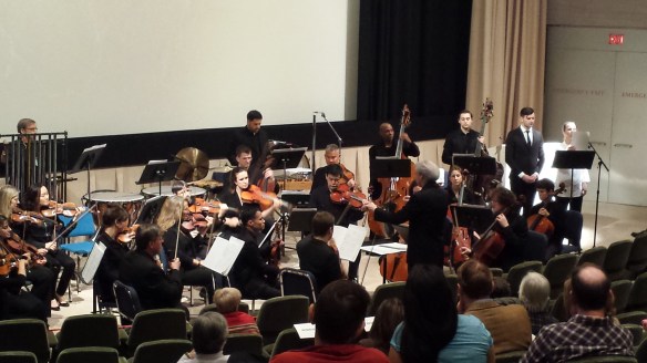 The PostClassical Ensemble performing Bernard Herrmann's score for Norman Corwin's radio play Whitman (1944) at the National Gallery of Art in Washington, DC (Photo/Jessica P, Comet Over Hollywood)