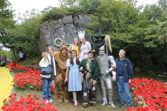Myself, my parents and the Wizard of Oz characters at Land of Oz